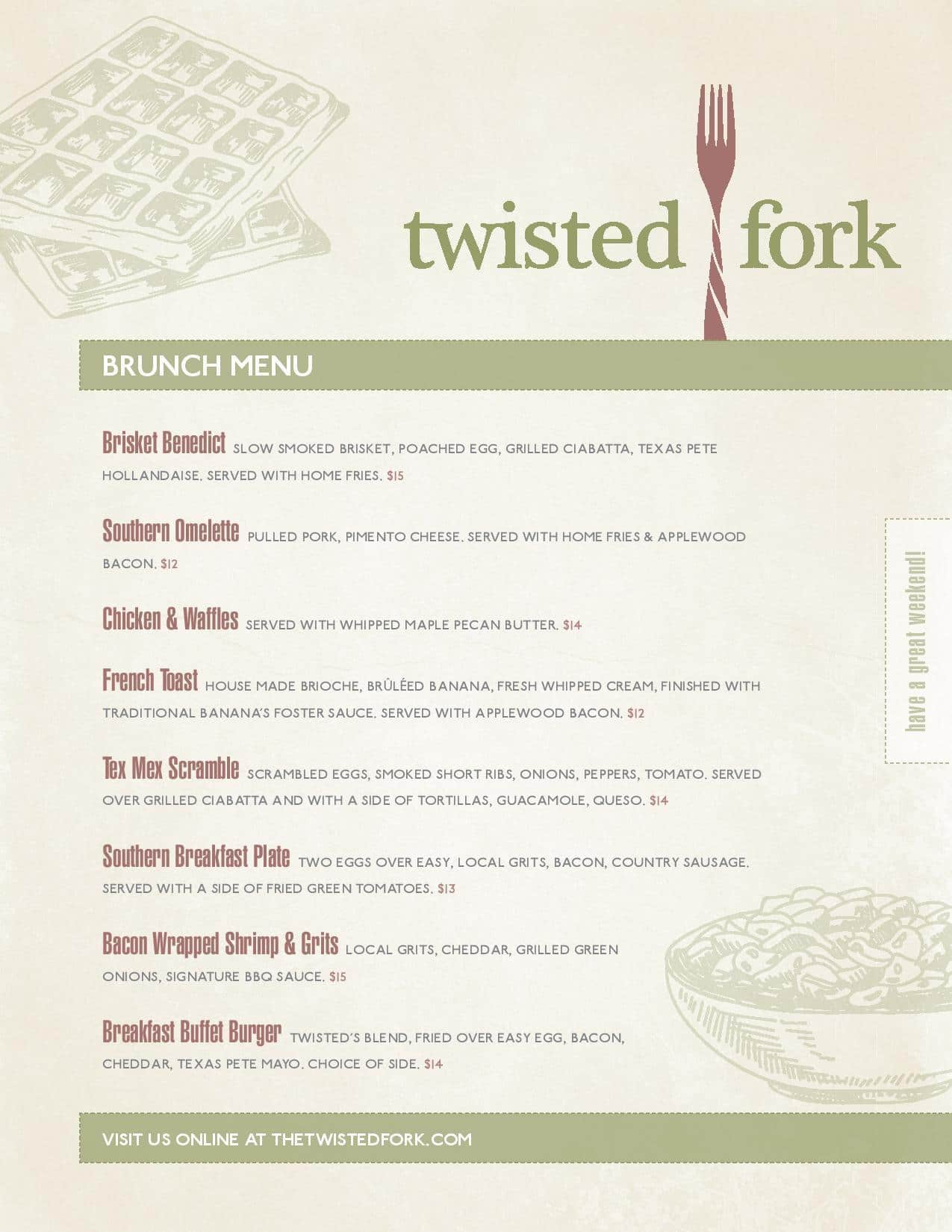 Twisted Fork Menu, Menu for Twisted Fork, East Raleigh, Research