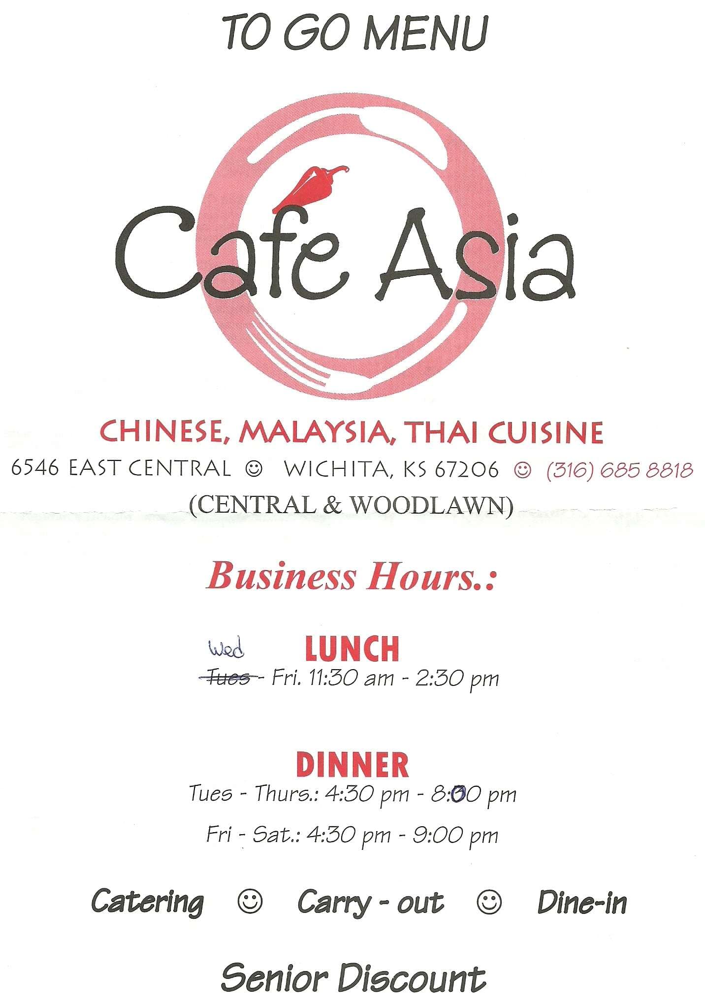 Cafe Asia Menu, Menu for Cafe Asia, Wichita, Wichita