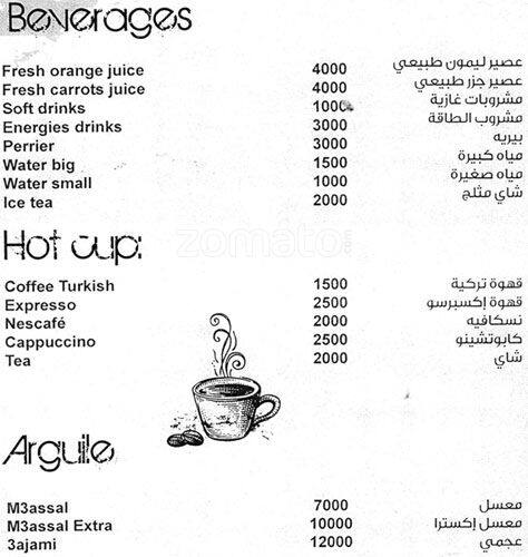 Tango's Café menu