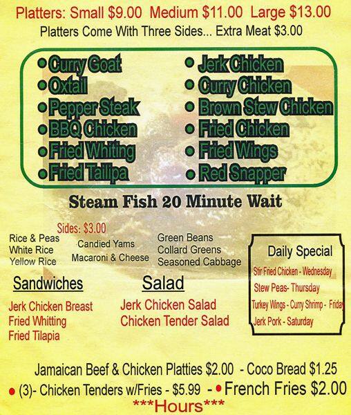 Irie Jamaican Restaurant Menu, Menu for Irie Jamaican Restaurant ...