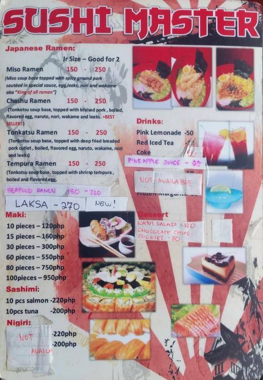 Sushi Master Menu, Menu for Sushi Master, Concepcion, Malabon City ...