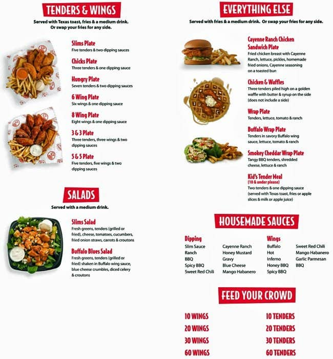 Slim Chickens Menu, Menu for Slim Chickens, Frisco, Frisco Urbanspoon/Zomato