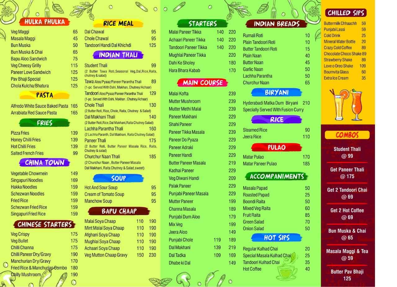 Bapu Di Rasoi menu