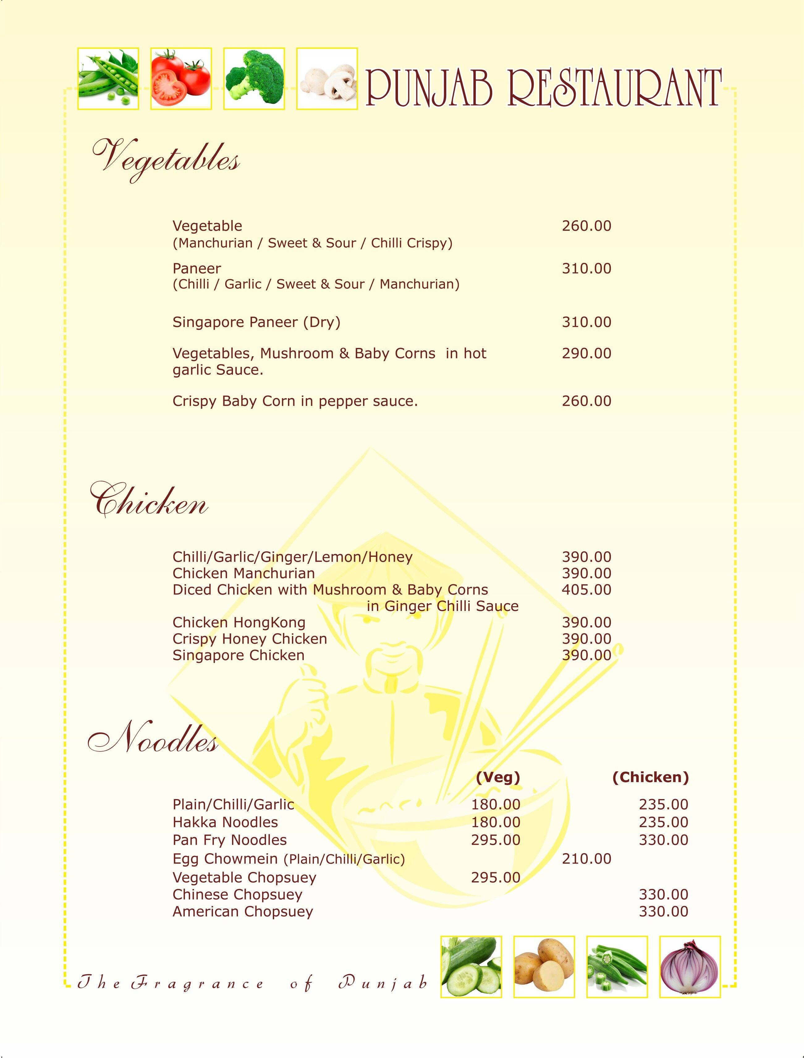 Menu at Punjab Restaurant, Dehradun, Ghanta Ghar