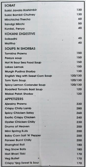 Kokan Vaibhav Restaurant And Bar menu
