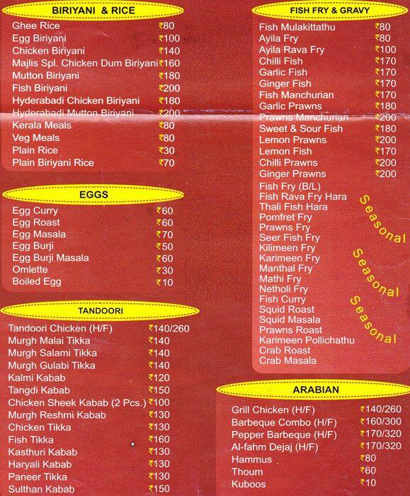Majlis Family Restaurant Menu, Menu for Majlis Family Restaurant
