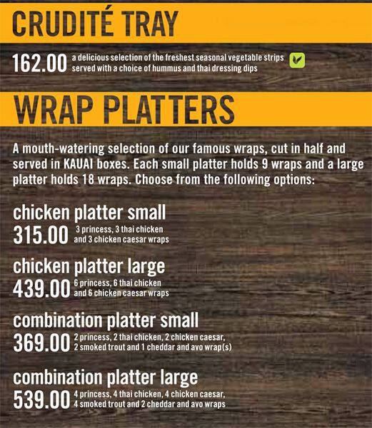 KAUAI menu