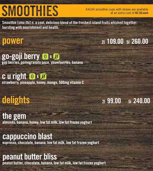 KAUAI menu