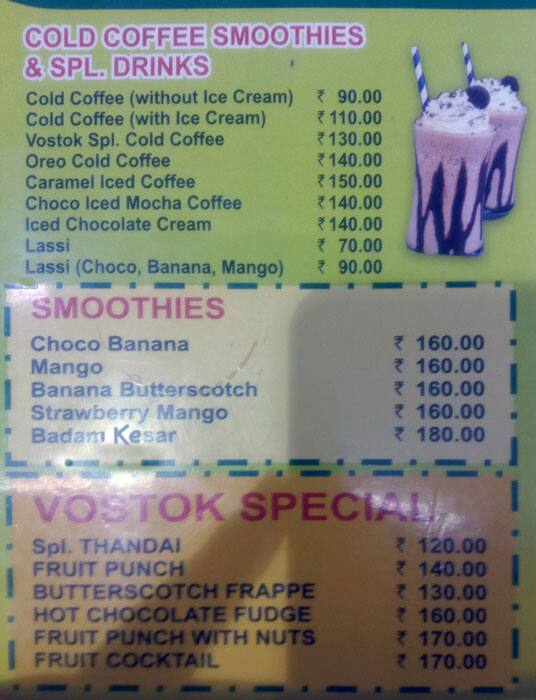 Vostok (An Icy --Grilly Place ) menu