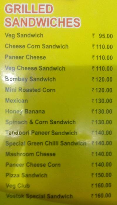 Vostok (An Icy --Grilly Place ) menu