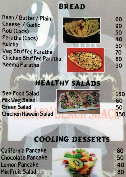 Rosary Beach Shack menu