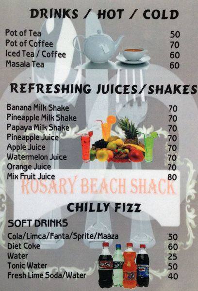 Rosary Beach Shack menu