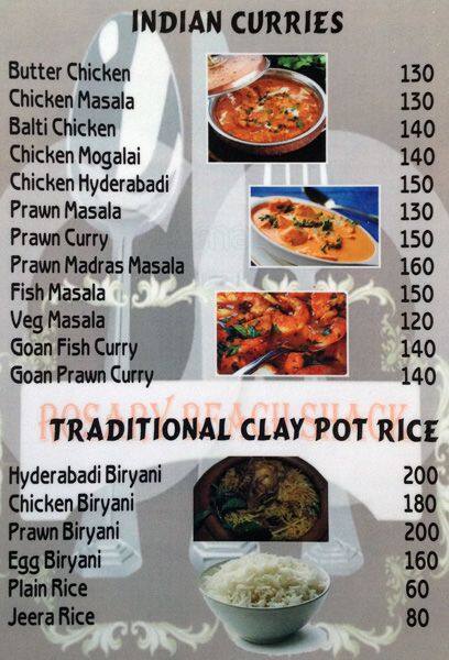 Rosary Beach Shack menu