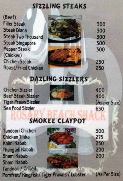 Rosary Beach Shack menu