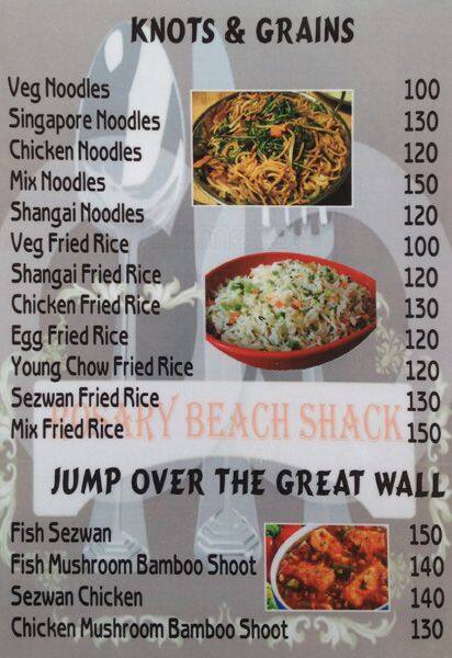 Rosary Beach Shack menu