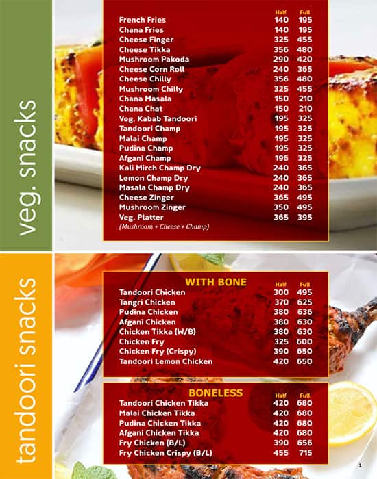 Daman Chicken menu