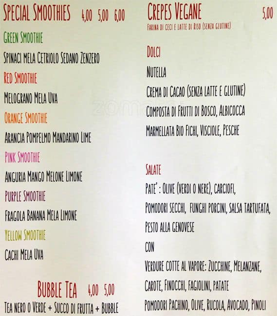 Menu di Fruit Bar - Chiquita 