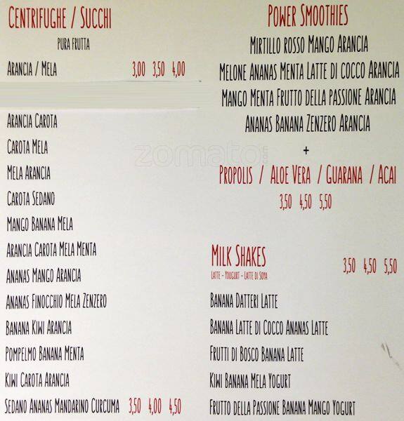 Menu di Fruit Bar - Chiquita 