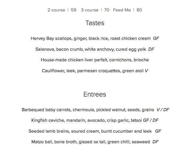 The Lane Vineyard Menü, The Lane Vineyard, Balhannah, Adelaide için