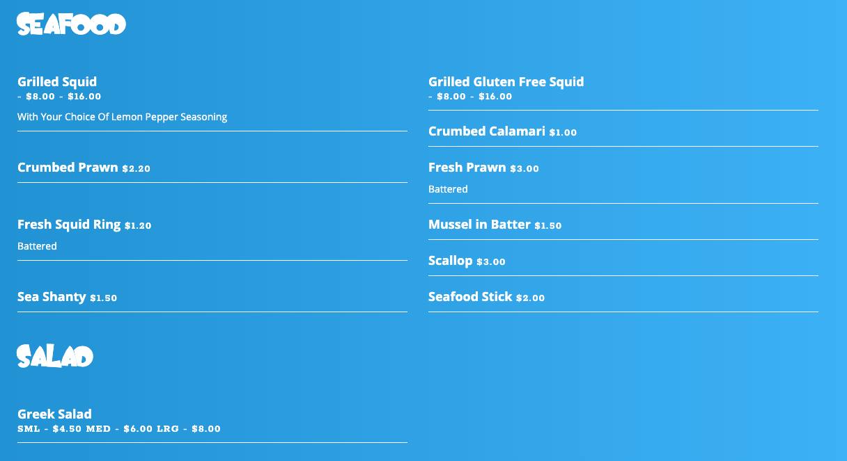 Menu at Bolton Fish Shop fast food, Eltham, 136 Bolton St