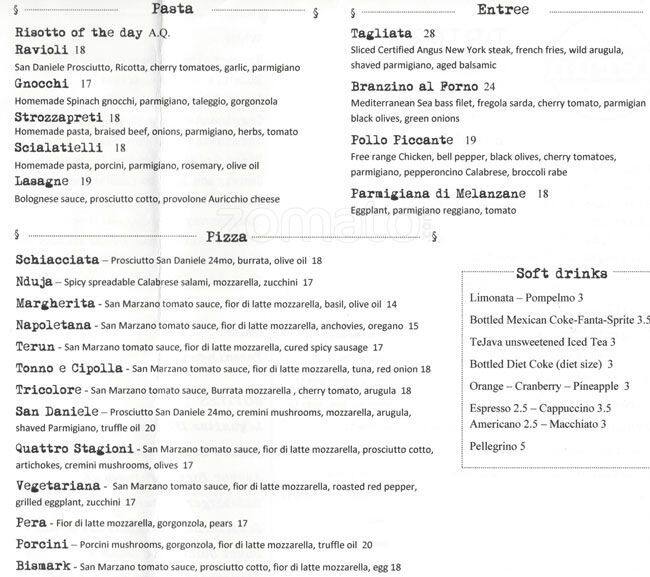 Menu of Terun, Palo Alto, Palo Alto