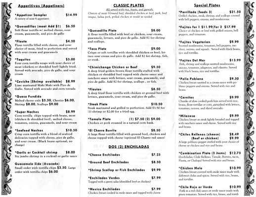 El Charro II Mexican & Seafood Menu - Urbanspoon/Zomato