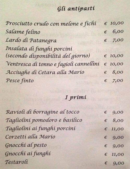 Menu di Ristorantino Borgese 