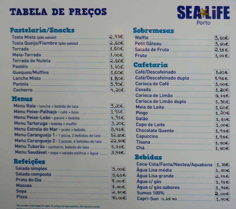 sea life porto mapa SeaLife   Café Menu,Menú para SeaLife   Café, Foz, Porto