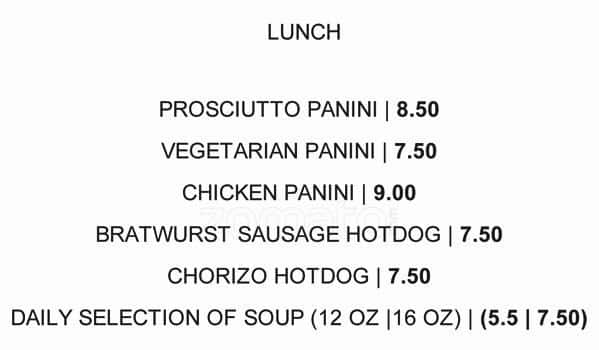 Eighth Avenue Trattoria menu