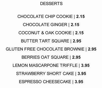 Eighth Avenue Trattoria menu