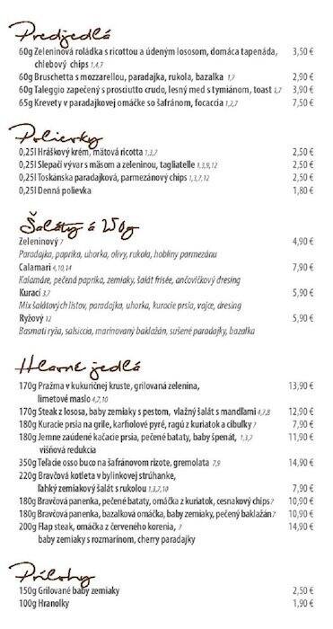 Menu At La Strada Ristorante Restaurant Bratislava