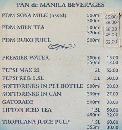 Pan de Manila menu