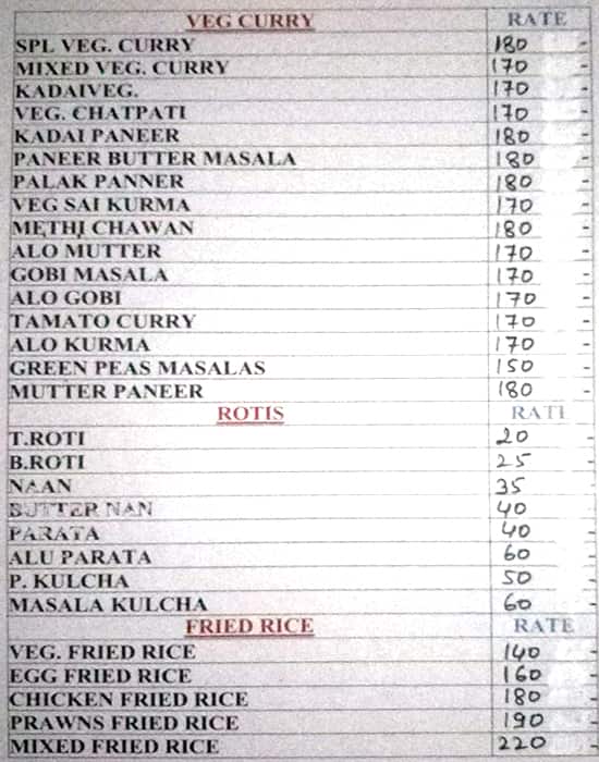 Menu at Maharaja Restaurant and Bar, Hyderabad, CFRP+QWM