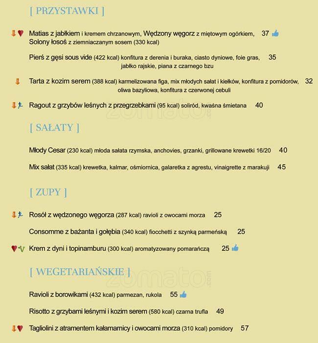 Wave Restaurant menu
