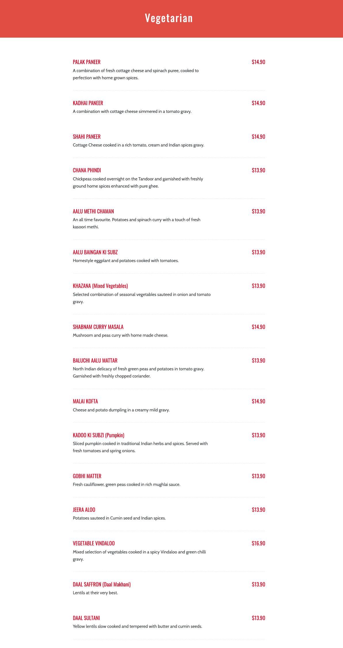 Menu at cafesaffron, South Morang