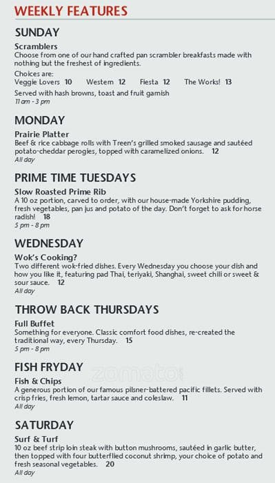 Menu de Horizons Restaurant