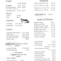 Cap N Cats Clam Bar Tavern Menu