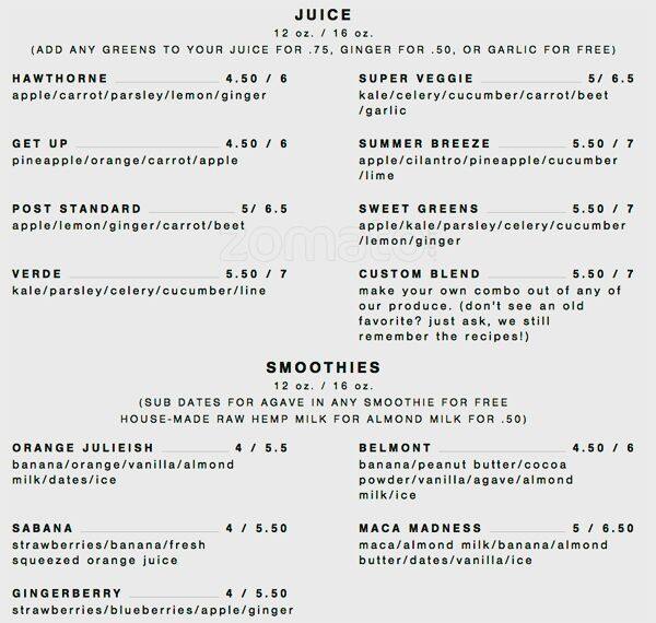 Sip Juice Cart Menu, Menu for Sip Juice Cart, Southeast, Portland