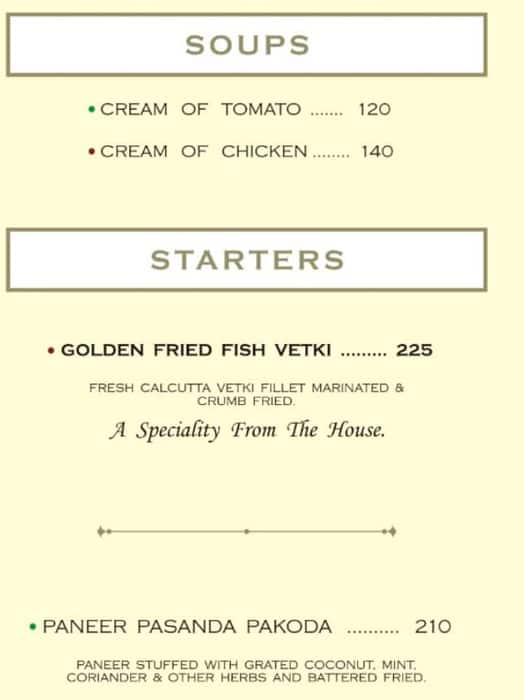 Menu of Mukherjee's Restaurant, Serampore, Kolkata