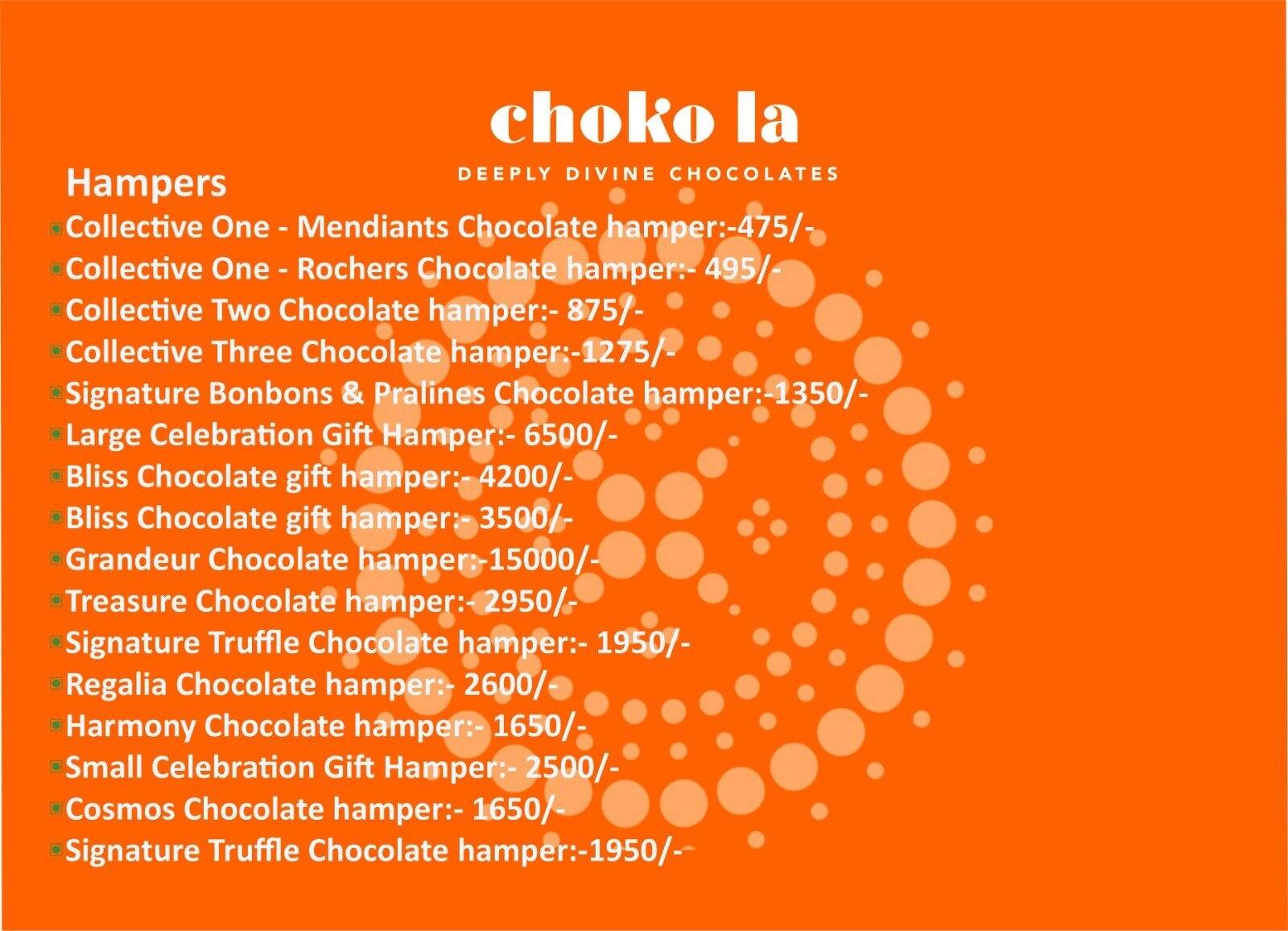 Menu of Choko La, Vaishali, Ghaziabad