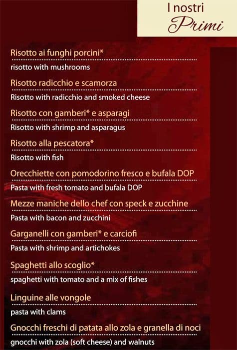 Menu di Mucca e Farina 
