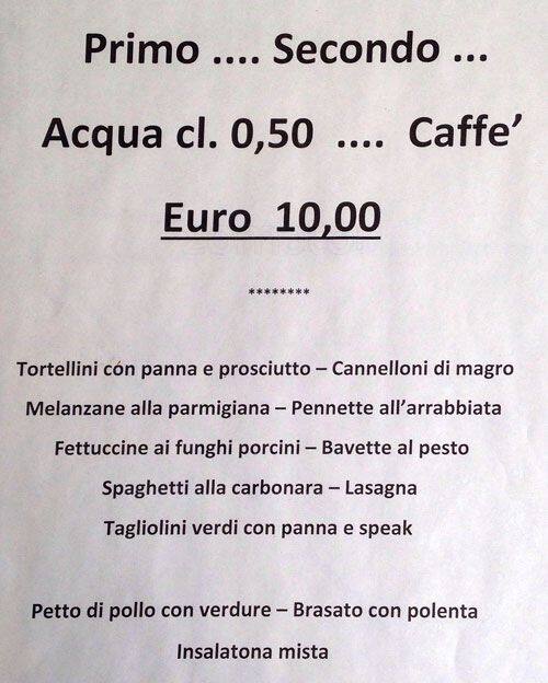 Menu di Valpadana Bar Tabacchi - Materazzo Venerio 
