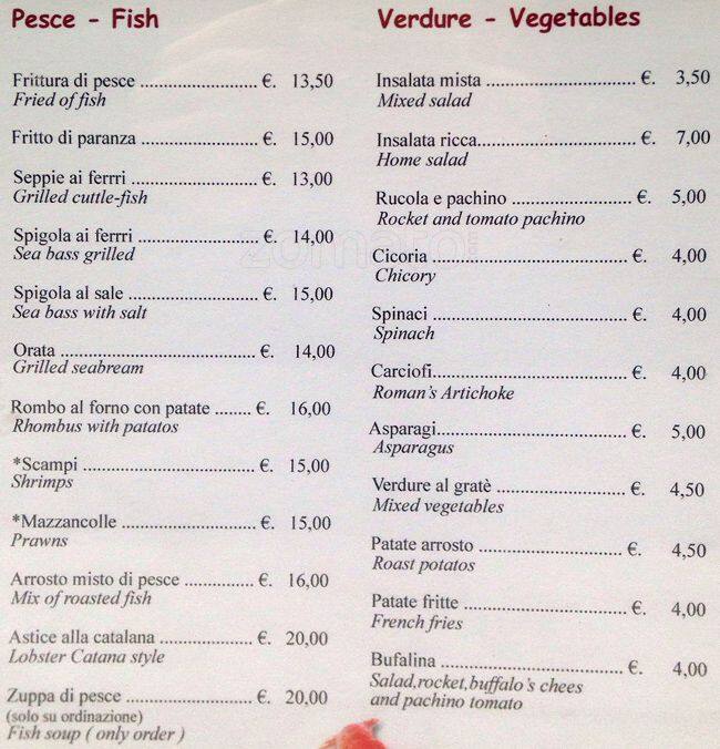 Menu di Trattoria Pizzeria Da Giuseppe 