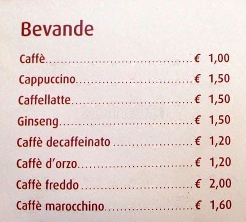 Menu di Caffè la Piazzetta 