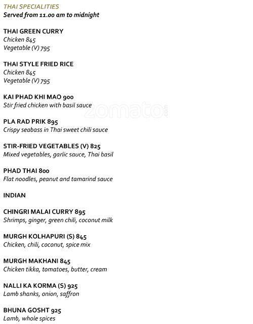 JW Café - JW Marriott Mumbai Sahar menu