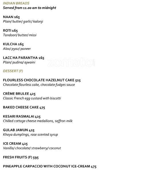 JW Café - JW Marriott Mumbai Sahar menu