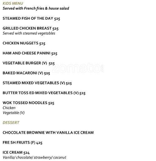 JW Café - JW Marriott Mumbai Sahar menu