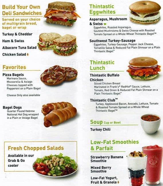 Menu at Einstein Bros Bagels cafe, Chicago, S Harper Ct