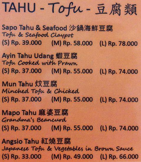 Rasa Sayang menu