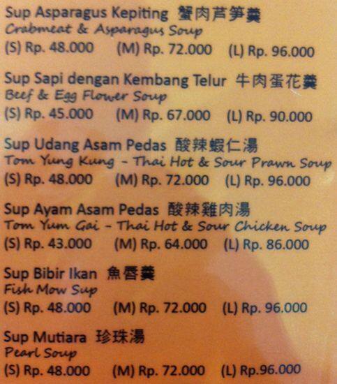 Rasa Sayang menu